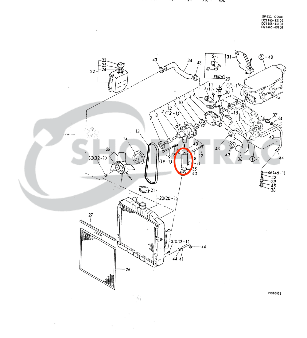 Durite de radiateur inférieure Yanmar F13 - F16 | FX16 - 3