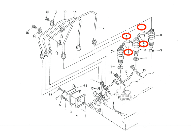 Conduite de retour Kubota D750 - D850 - D950 | tuyau de trop-plein - 3