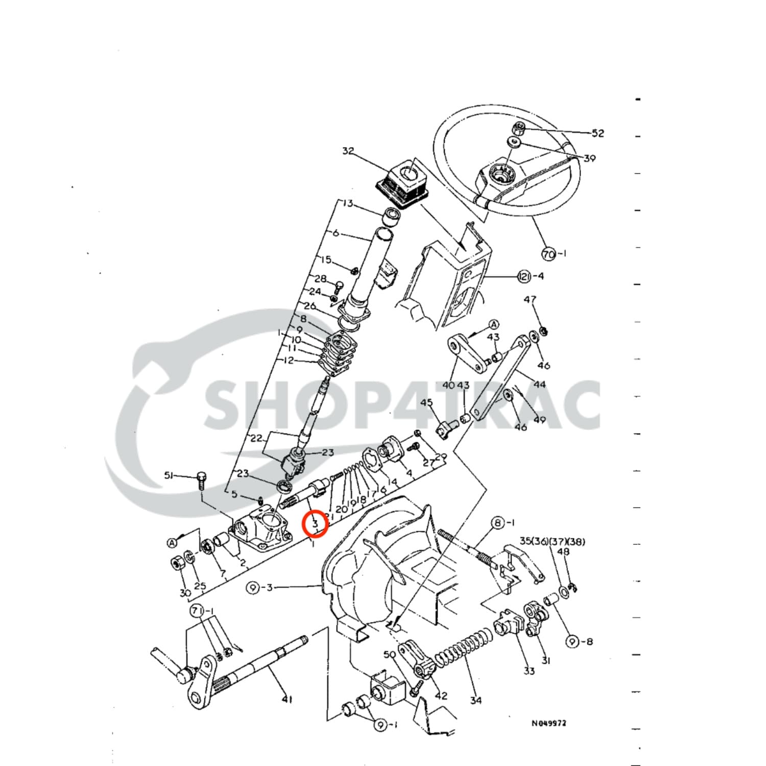 Essieu directeur | Pièce de direction Yanmar F13 - F165D | YM122 - YM186 | YM1300-ROUGE | YM1301 - YM165D - 3