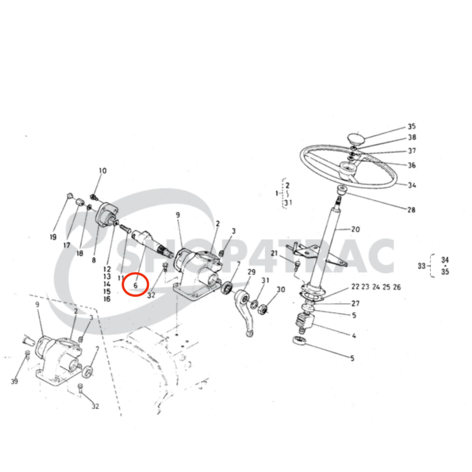 Essieu directeur | Pièce de direction Kubota B5100 - B6100 - B7200 | B1200 - B1702 - 6
