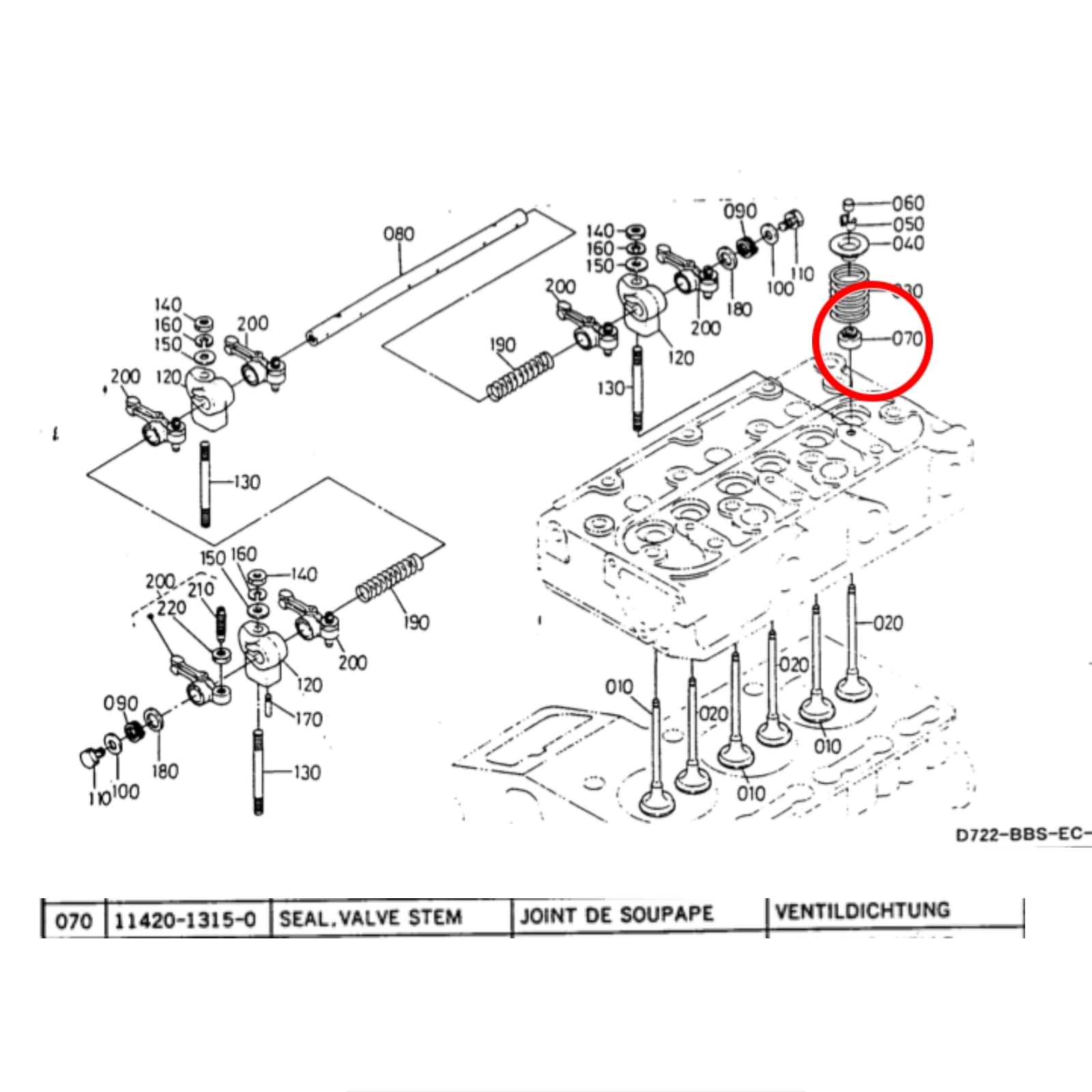 Joint de queue de soupape Kubota Z402 - Z482 | D622 - D782 | D902 | V2607 - 2
