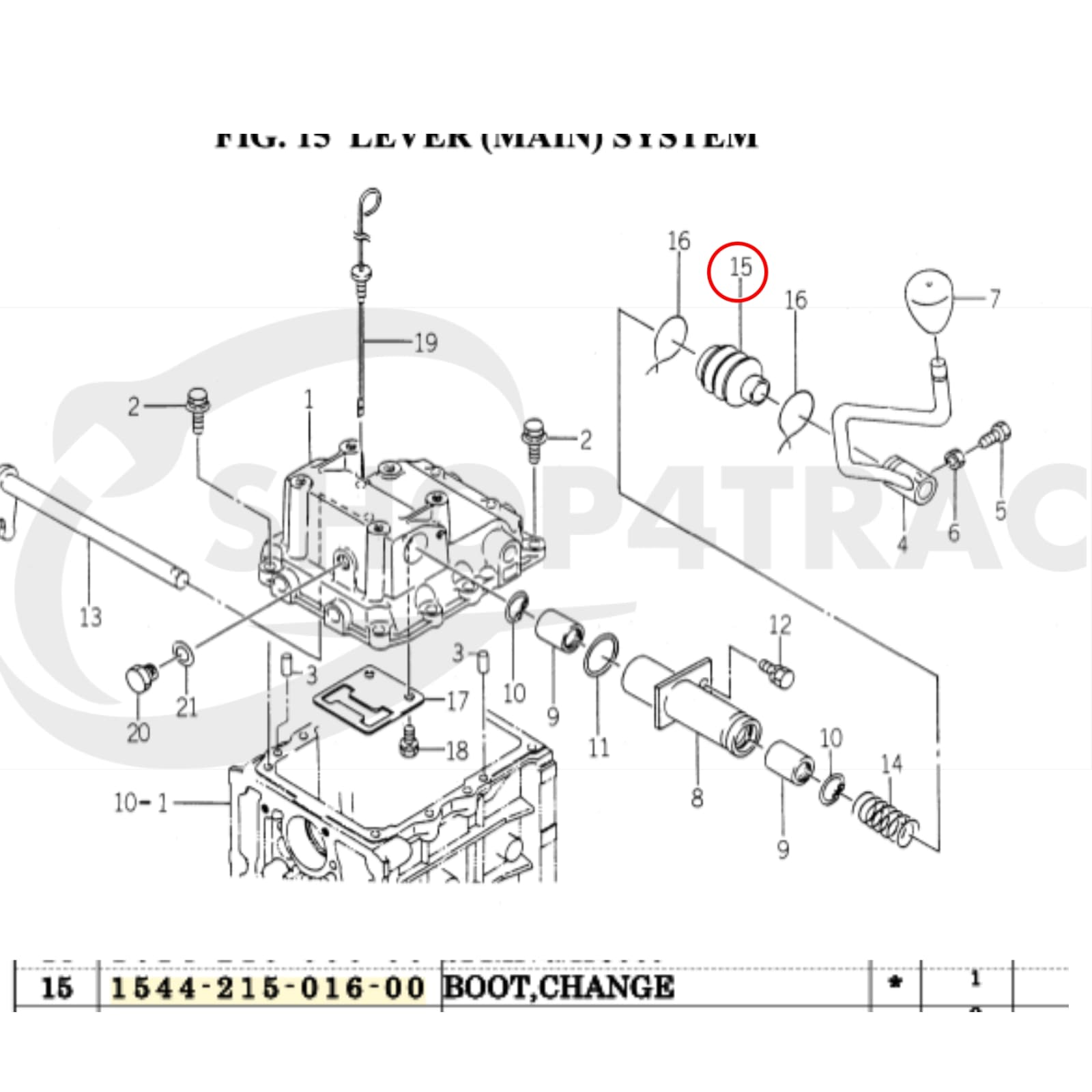 Cache poussière levier de vitesses Iseki TM316 - TM3200 | Série TU | TU120 - TU257 - 3