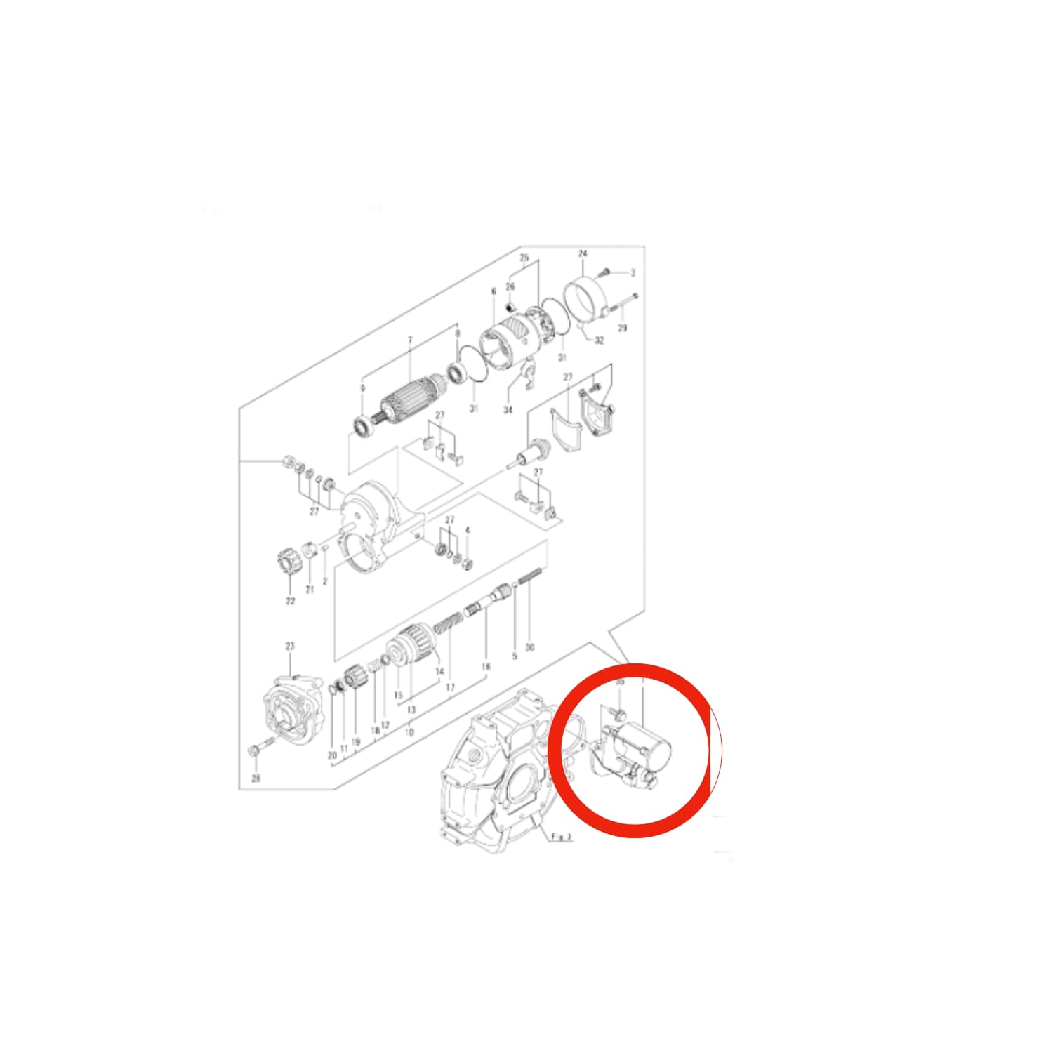 Démarreur Yanmar 3TNV70 | 3TNV76 | 3TNV80 | 3TNV80F-SPSU - 6