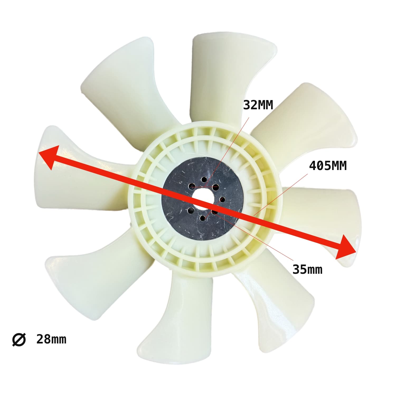 Ventilateur de refroidissement Kubota D1803 | V2203 | V2403 | V2607 | 405mm | 8 pales - 3