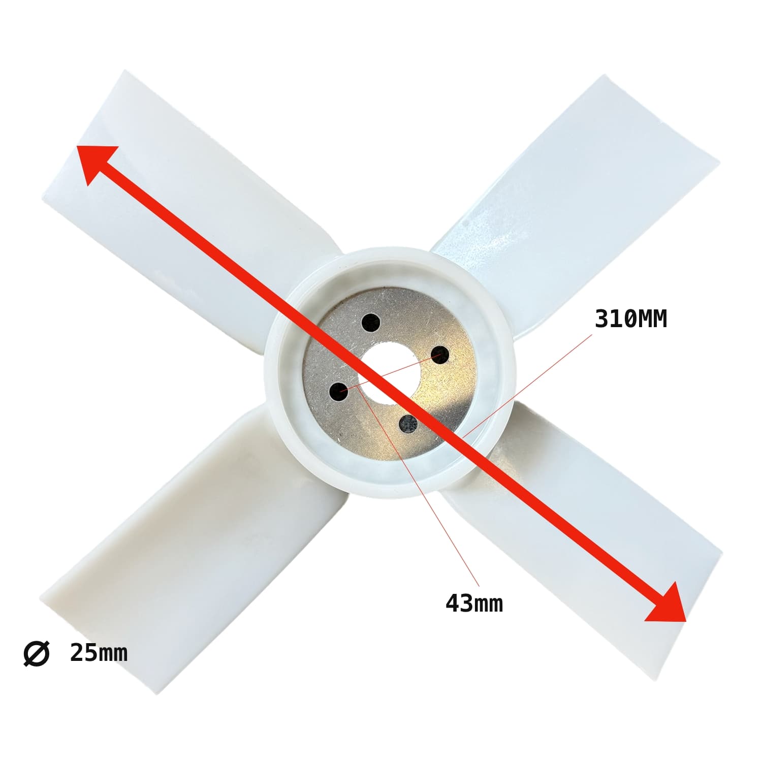Ventilateur de refroidissement Kubota B1200 - B1750 | B20 | B1-14 | B1-16 | 310mm | 4 pales - 2