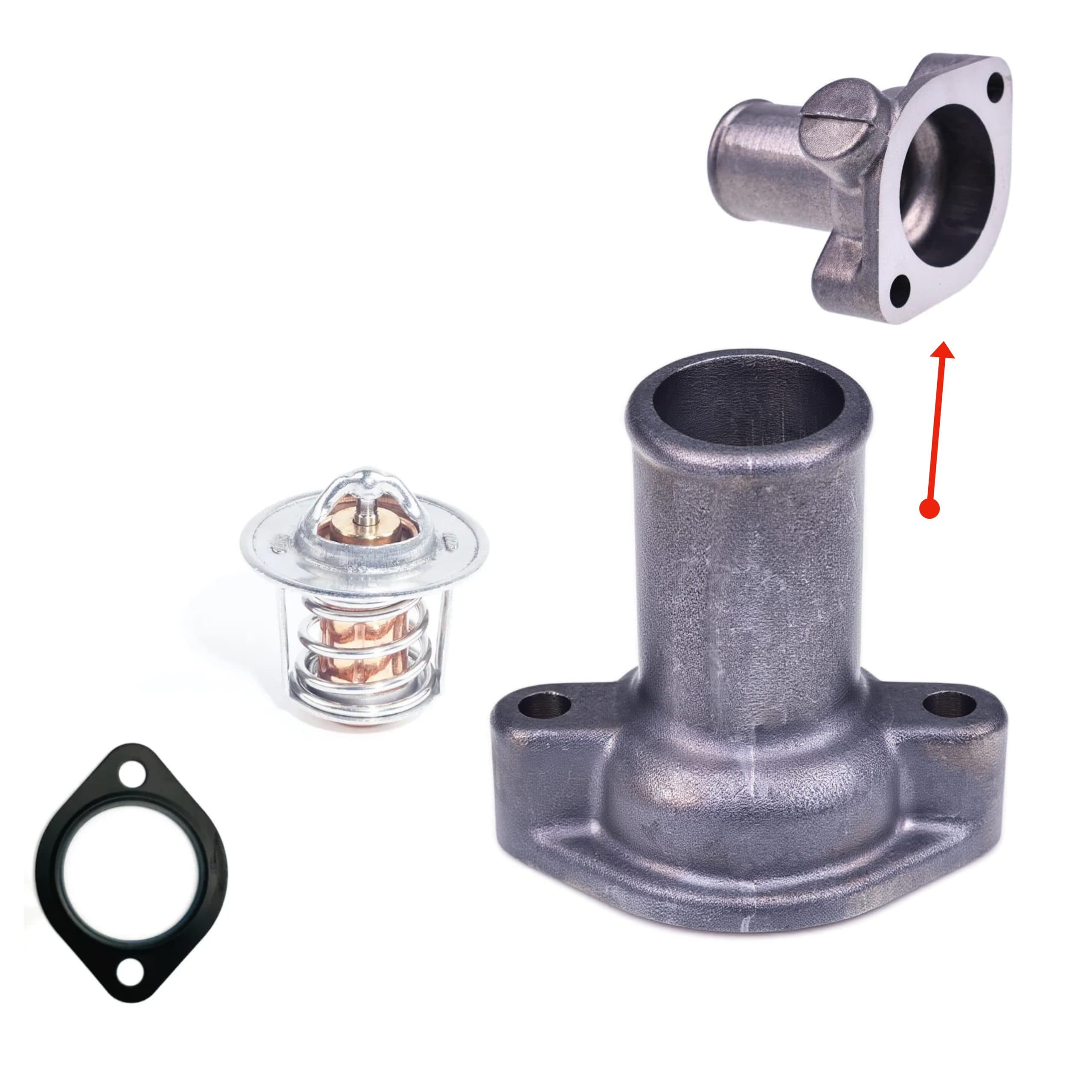 Boîtier de thermostat | bride d'eau + thermostat Kubota D905 | D1005 | D1105 | V1305 | V1505